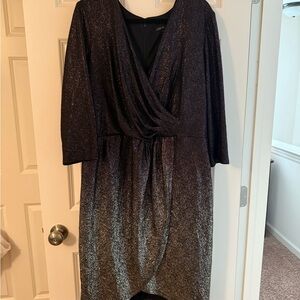 Lane Bryant Black and Silver Long Sleeve Dress